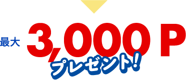 条件達成で最大3,000ポイントプレゼント！