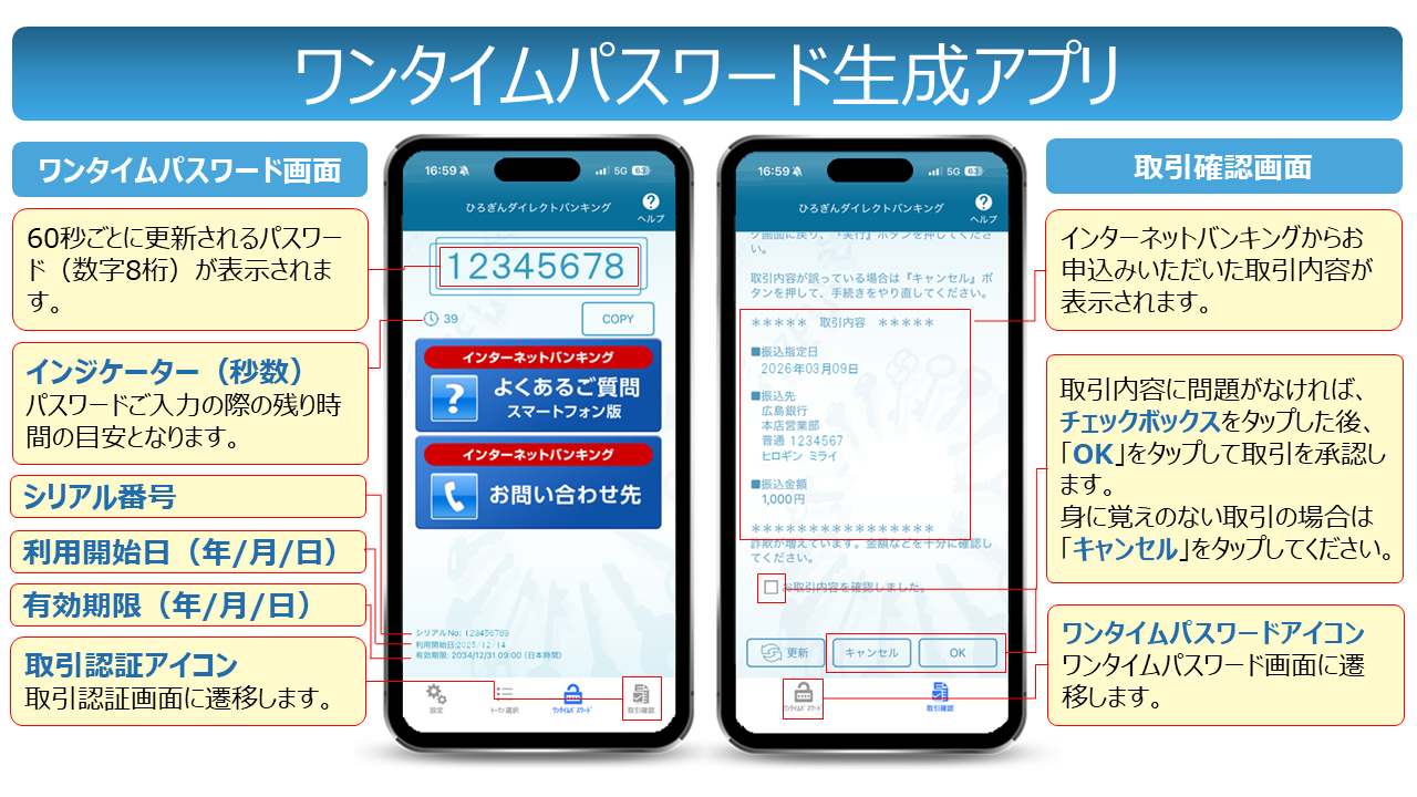 ワンタイムパスワード生成アプリ