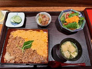 鶏そぼろ定食。本当においしく、リピートする予感