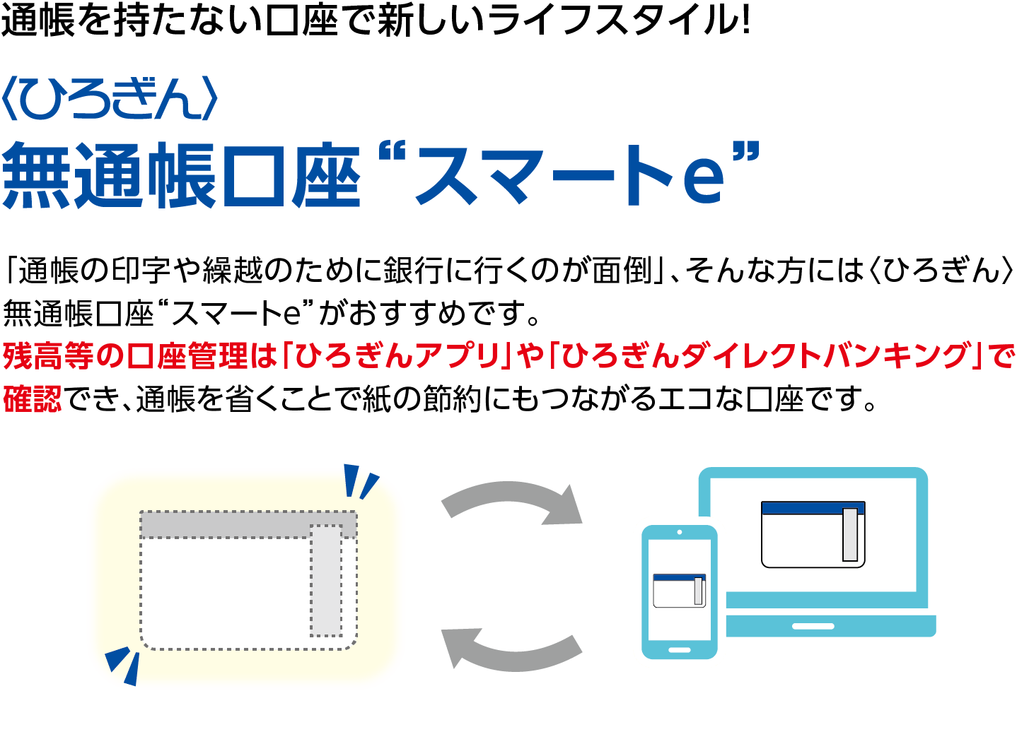 通帳を持たない口座で新しいライフスタイル！〈ひろぎん〉無通帳口座スマートe