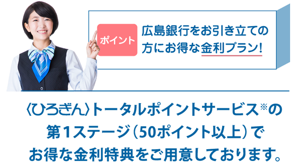 POINT3：広島銀行をお引き立ての方にお得な金利プラン!
