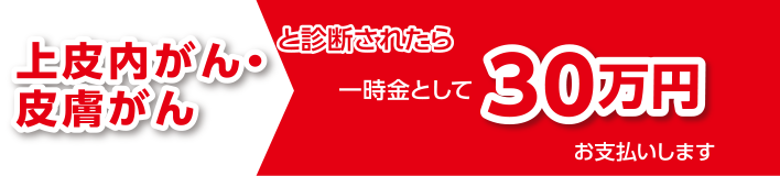 上皮内がん・皮膚がんと診断されたら一時金として30万円お支払いします