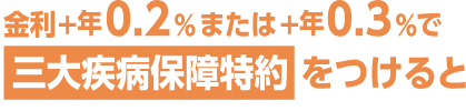 金利年+0.2%または年+0.3%で三大疾病保障特約をつけると