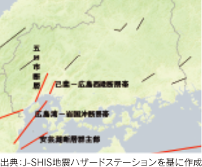 広島県周辺の主な断層位置